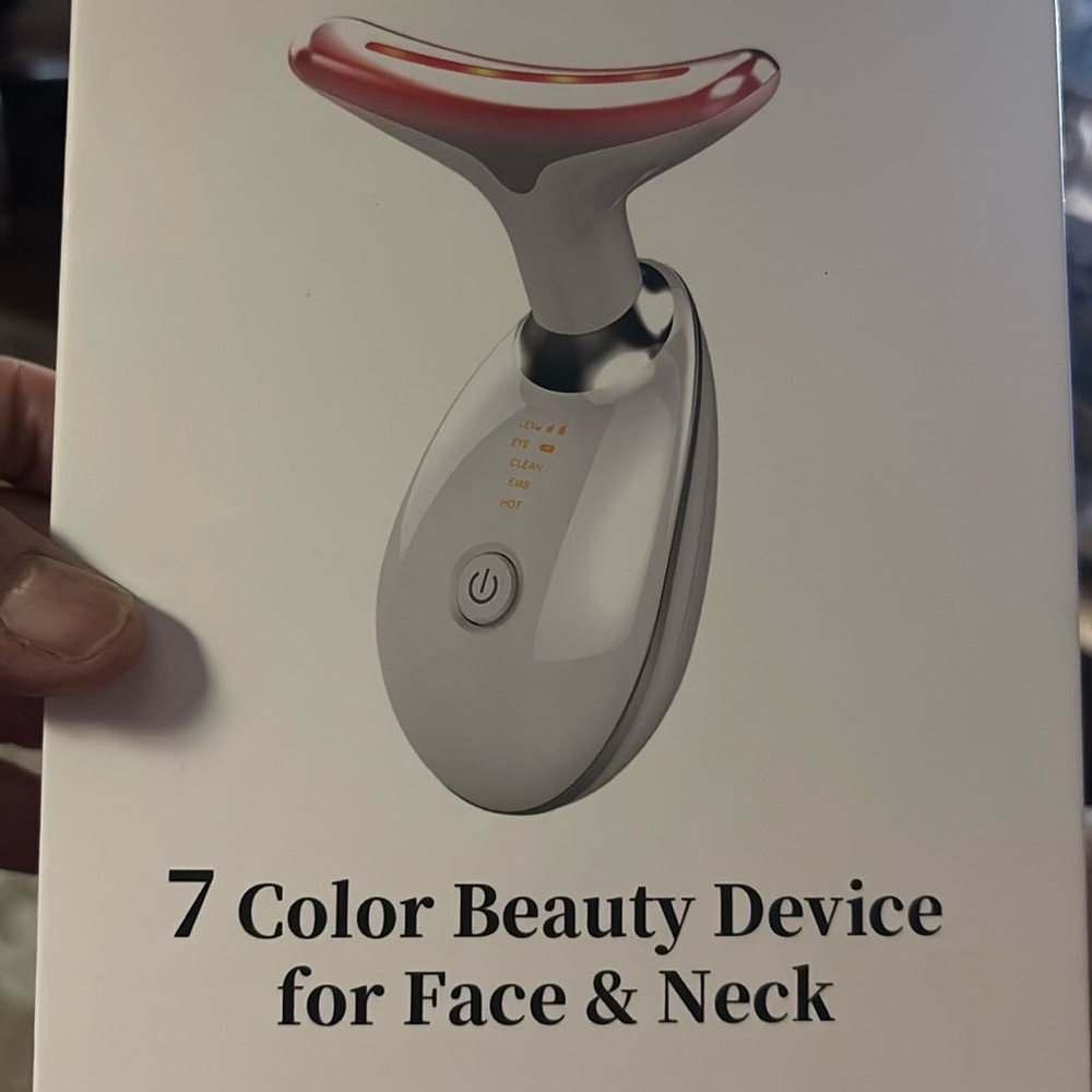 7 Color Beauty Device for Face & Neck - Silver and Red